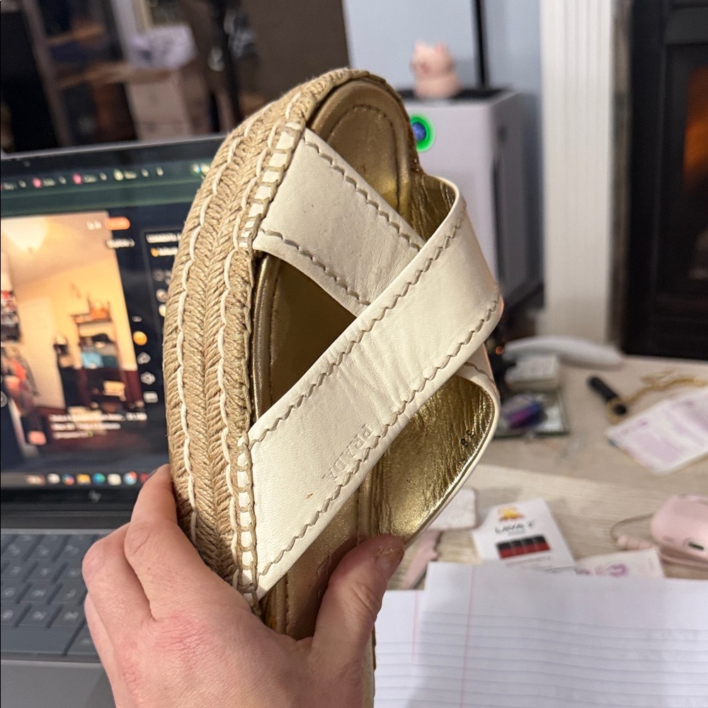 Prada Women's Cream Espadrille Slides - Picture 8 of 8